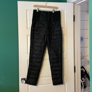 Black quilted snow pants